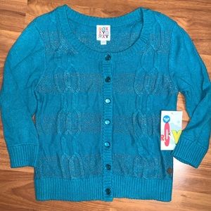 NWT Roxy Button Down Sweater with Silver Sparkle